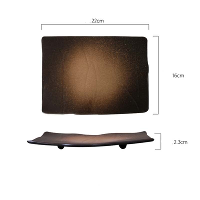 FANCITY Japanese-style rectangular ceramic plate cuisine sushi plate Flat fish plate Saury long plate dish: 2