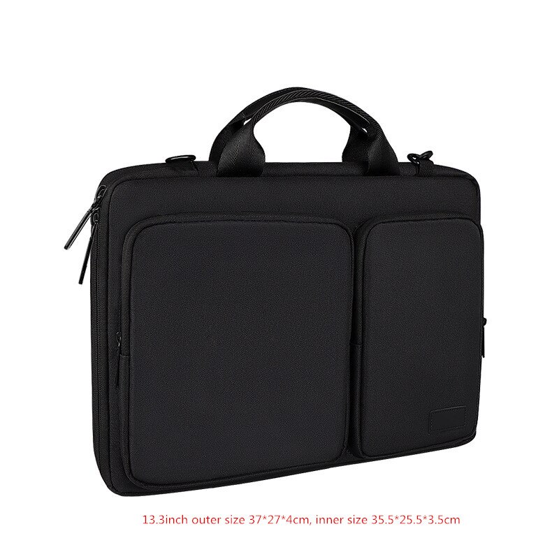 13.3/14.1/15.6inch Shoulder Laptop Briefcase Bag Men Women Shockproof Crossbody Travel Mouse Phone Electronic Document Pouch: A black S
