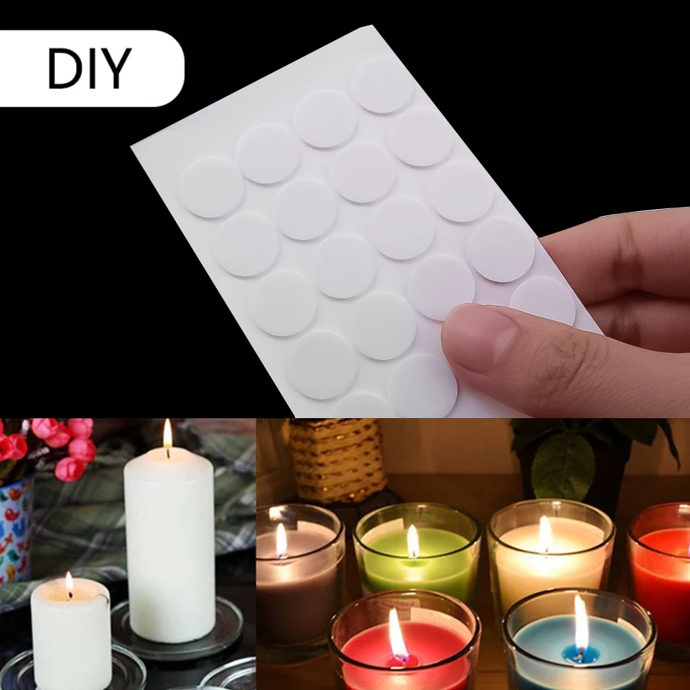 15 mm witte kaarsenlontstickers dubbelzijdig klevend voor doe-het-kaarsen maken Kit Materiaal Beweegbaar Vast punt Hittebestendigheid
