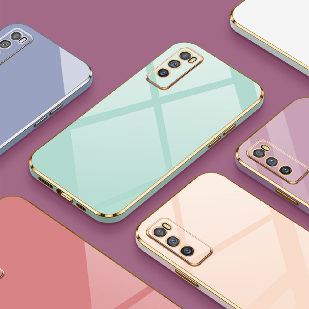 For vivo V20 SE Case Vivo Y70 phone Case V20SE Luxury Plating Straight Edge TPU Soft Cover V2022 V2023 Camera Shockproof Coque