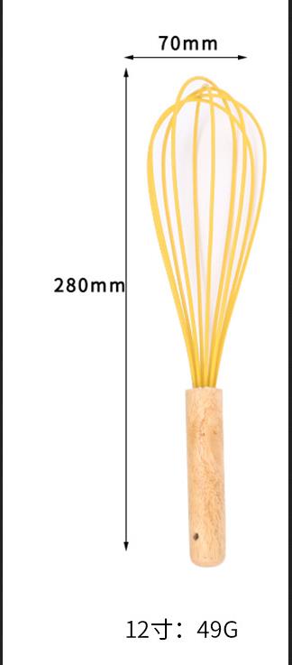 Batidor giratorio de madera de silicona Manual para huevos, mezclador Mini de plástico para cocina, batidor de huevos, herramienta para hornear, agitador de silicona respetuoso con el medio ambiente: L