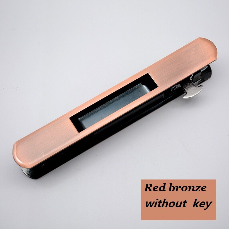 Mute Mortice Sliding Door Locks Hidde Handle Interior Door Pull Lock Modern Anti-Theft Room Wood Door Lock Furniture Hardware: Red without key