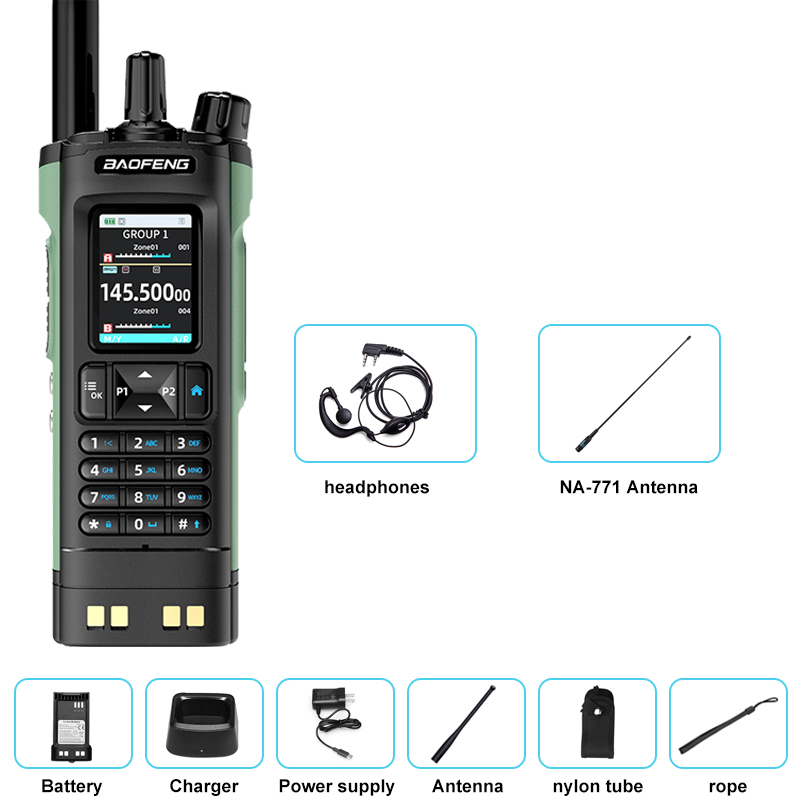 Neues BAOFENG UV-32 Walkie Talkie GPS 10W Bluetooth APP Programmierung Multi Band Wireless Kopierfrequenz Typ-C UV32 Ham 2-Wege-Radio: Blau / EURO