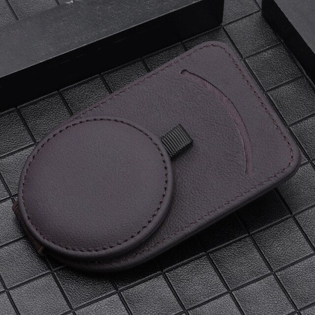 Uniwersalna osłona przeciwsłoneczna robić samochodu podkładki strąk szklanki skórzany klips robić okularów magnetyczne okulary przeciwsłoneczne z klapkami uchwyt na karty zapięcie wnętrze Organizer: Brązowy