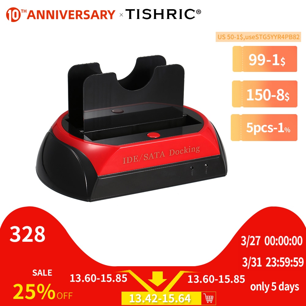 Tishric ide sata dual all  in 1 hd/ hdd docka/dockningsstation hårddisk/enhet hdd 2.5 3.5 läsare usb eu extern box hölje