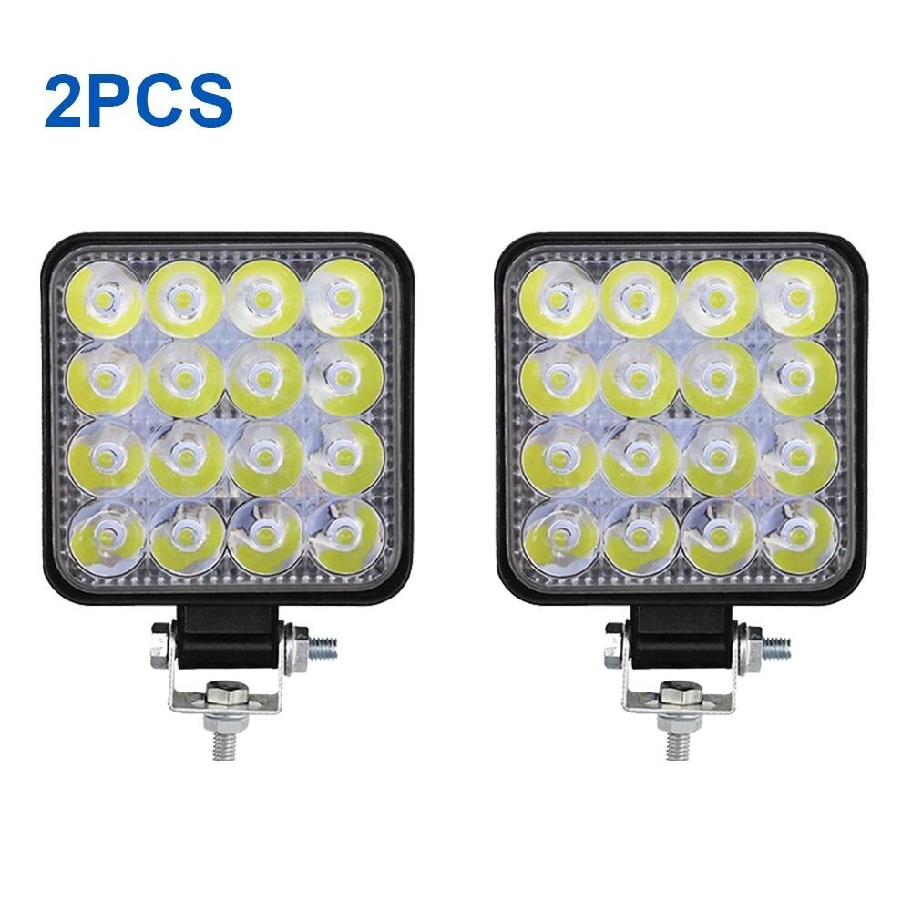 DC 12-24V LED Car Work Light 16LED Square 48W Engineering Light Inspection Light Offroad Roof Light Driving Lamp: 2PCS