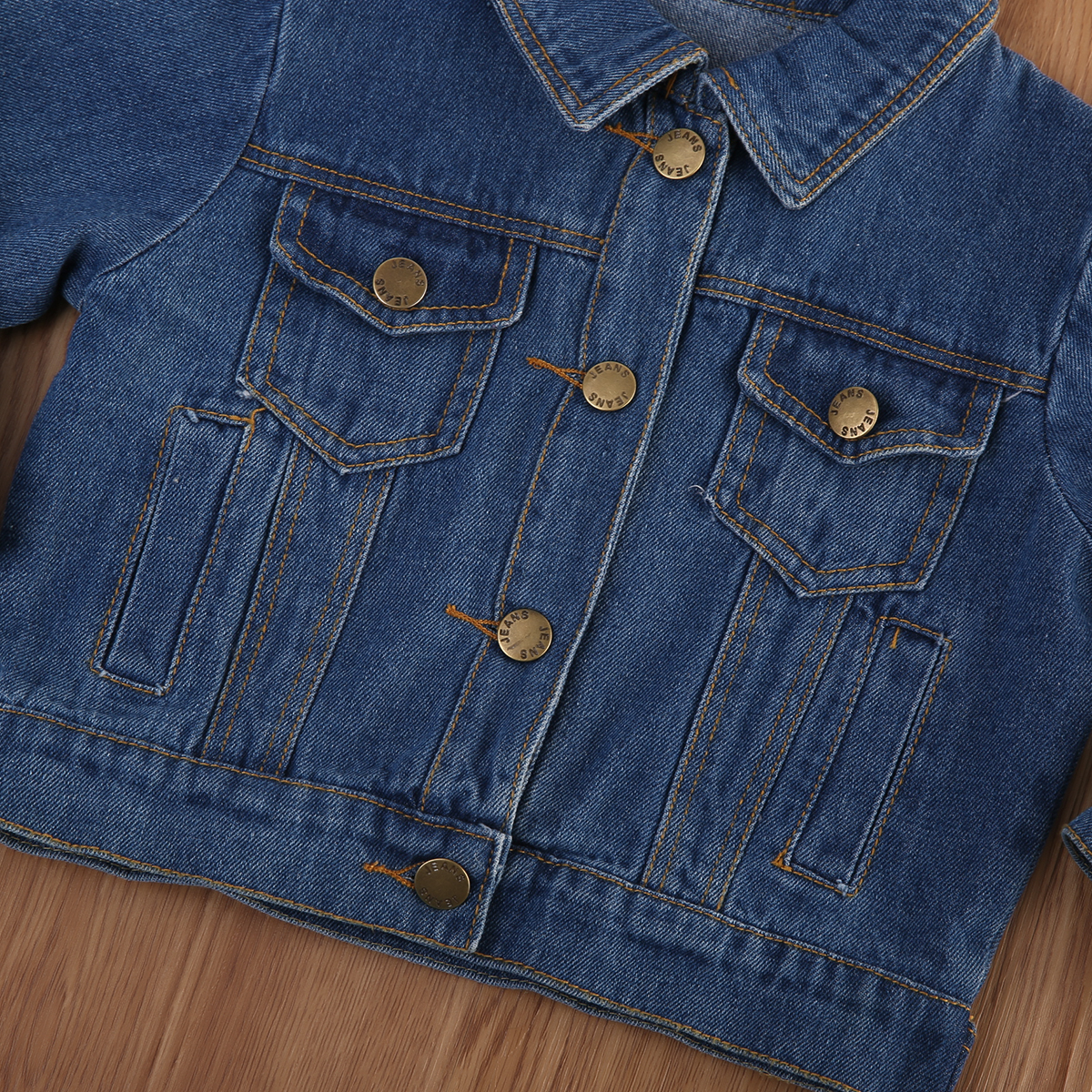 Nuove Ragazze di Autunno Giacca di Jeans A Maniche Lunghe Tasca Della Giacca di Jeans Dei Bambini del Cappotto di Mezza Età 1-6Y
