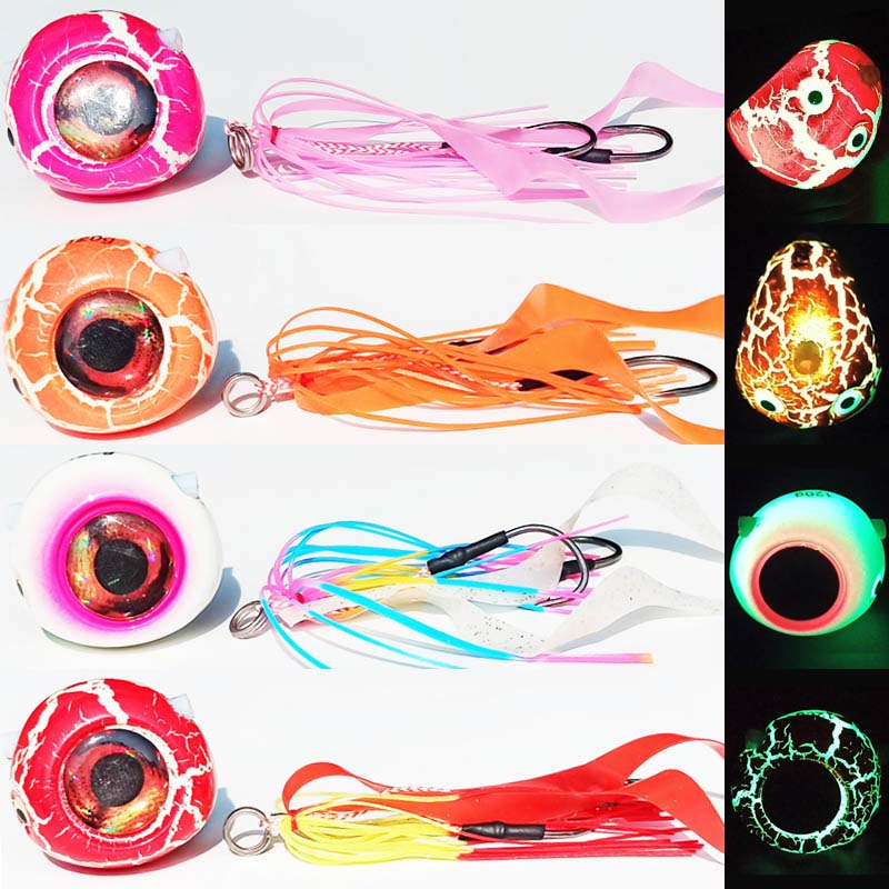 250g/150g/120g/100g/80g/60g/40g Glow Lumious Kabura Pesca Slider Snapper/mar Bream Jig head con falda jigging señuelo mar jig barco