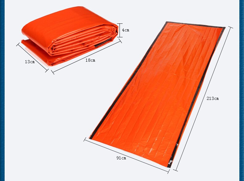 Bärbar nödfolie återanvändbar vattentät räddningsplats termisk orange väska utomhus camping resor vandring resepaket