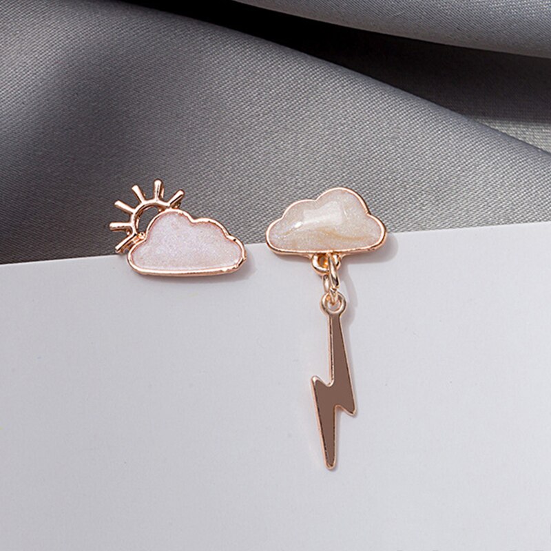 Koreaanse Stijl Witte Wolk Water Stud Oorbellen Voor Vrouwen Crystal Stars Boog Asymmetrie Oorbel Meisje Wedding Party Sieraden: 3