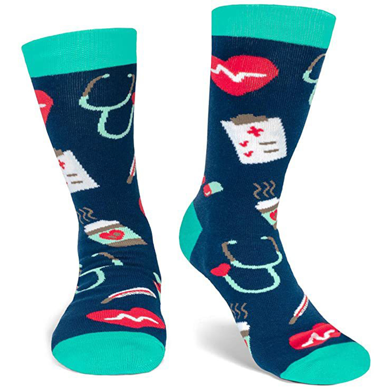 Doctor Nurse Print Greys Anatomy Cotton Socks Casual Breathable Soft Funny Novelty Middle Tube Sock For Friends: Gold