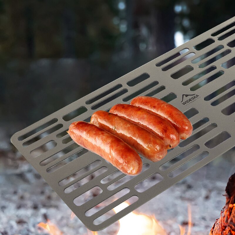 Widesea Camping Grill Rooster Titanium Mesh Grill Bushcraft Grill Camping Rooster Voor Vuur Koken Bbq Backpacken Kampvuur Nominale