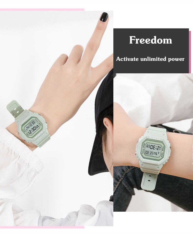 Mode Rechthoek Led Digitale Horloges Vrouwen Sport Horloges Waterdicht Multifunctionele Elektronische Horloges Vrouwen Unisex Horloge