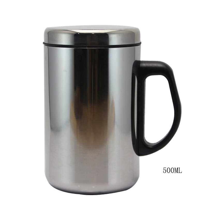 1 Pcs 350/500 Ml Dubbelwandige Geïsoleerde Beker Rvs Thermo Mok Waterfles Thermoskan Koffie Thee mok Thermos Flessen: 500ML sliver