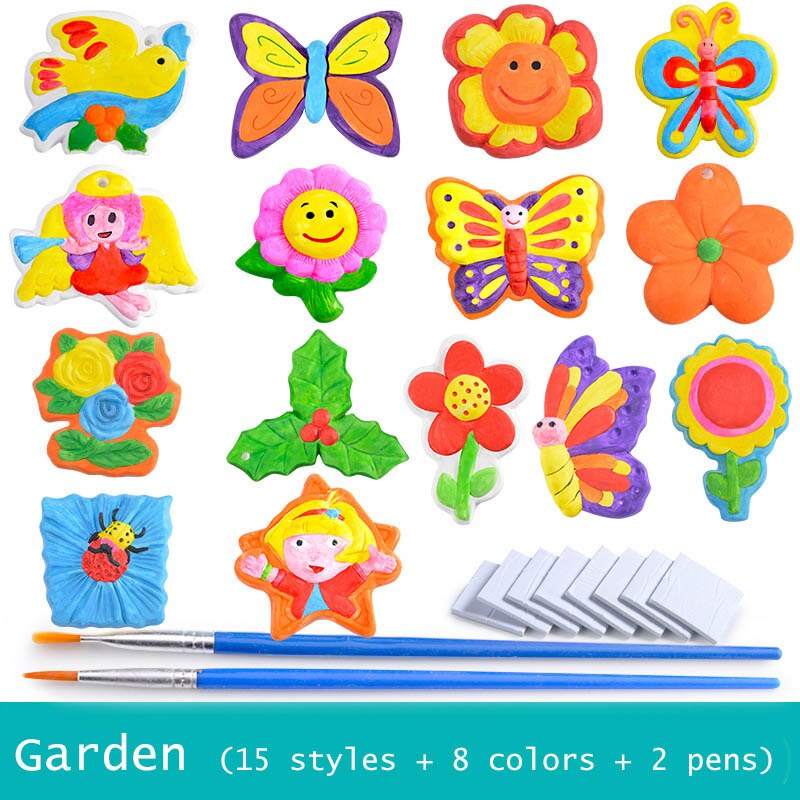 Kinderen Gips Schilderen Speelgoed Diy Kleurrijke Graffiti Gips Kleurplaten Tekening Craft Sets Kids Coloring Verf Materiaal Gereedschappen: Garden