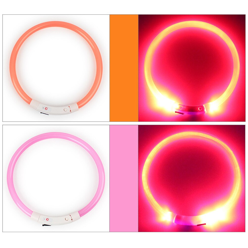 Led Night Flashing Luminous Fluorescent Dog Cats Collar Waterproof USB Charging Pet Puppy Neck Collar Home Garden Rechargeable