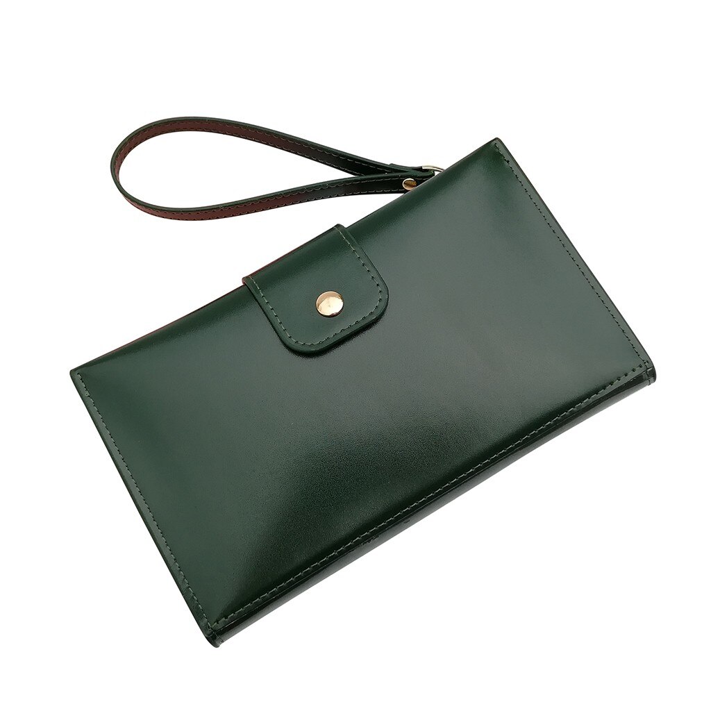 Mobile Phone Bag Anti-theft Wallet Back Side Clear Touching Screen Leather Bag Pouch Bag Women Girls Lady Mini Bag: Green