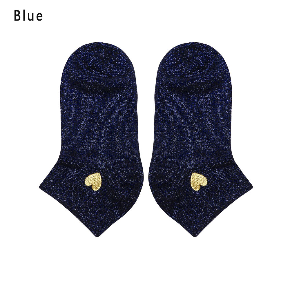 Borduurwerk hart liefde glitter sokken dames modieus zilver goud zijde kleurrijk glanzende sokken glimmende calcetines vrouw: 1