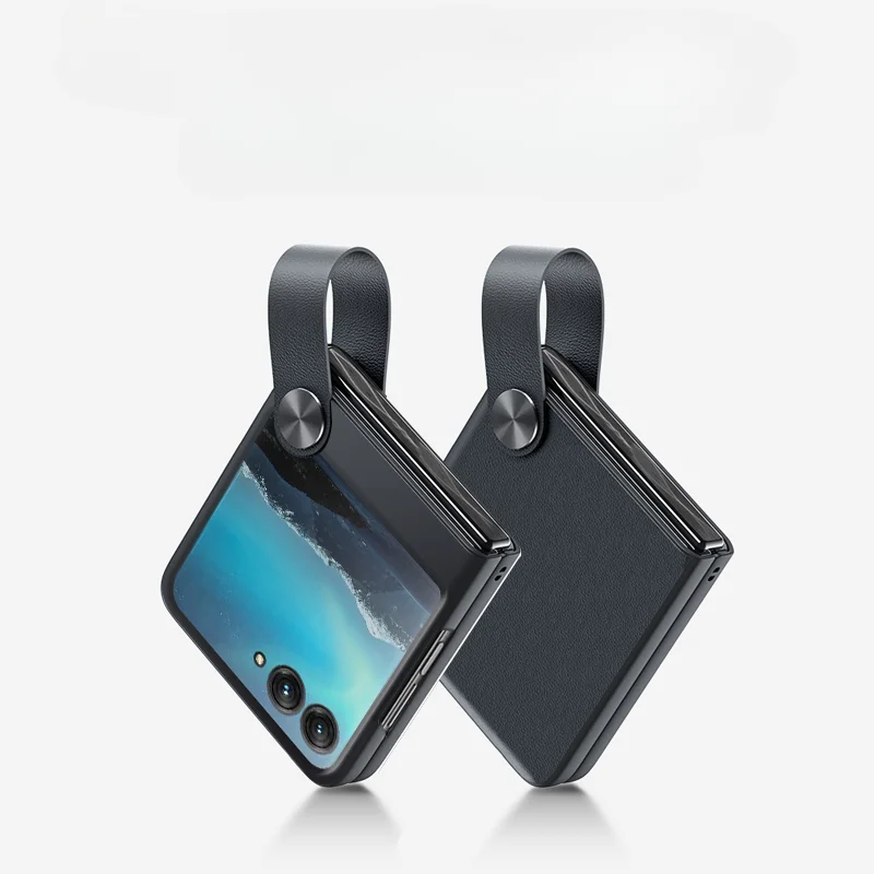 Luxus Leder Telefon Fall Für Motorola MOTO Razr 60 50 40 Ultra Pro + 2025 2024 Handgelenk Strap Armband Halter stoßfest PC Abdeckung: Jeans / Blau