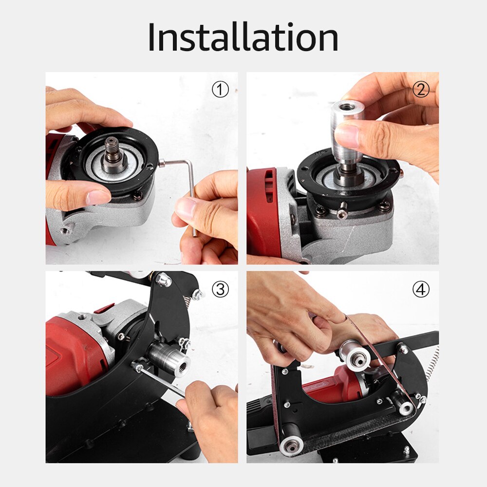 KKmoon Belt Sanding Machine Rack for Angle Grinder Small Belt Sander Attachment Sanding Belt Adapter with 5pcs Sanding Belts