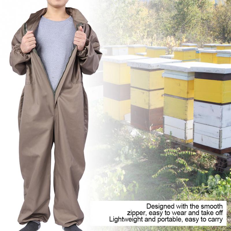Bomulds lynlås beskyttende biavl dragt med hætteklædt slør biavler tøj blødt og behageligt