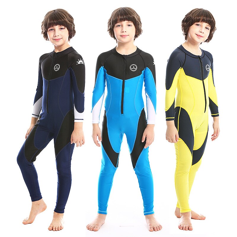 Traje de buceo de nailon para niños, Neopreno, protección UV, cuerpo completo, manga larga, una pieza