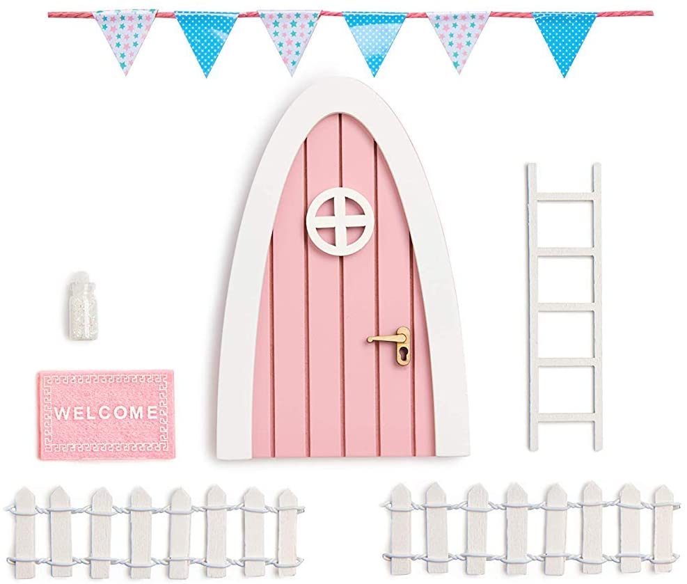 Houten Bureau Fairy Deur Set Voor Grillige Fairy Yard Art Sculptuur Leuke Tuin Decoratie Opknoping Decor