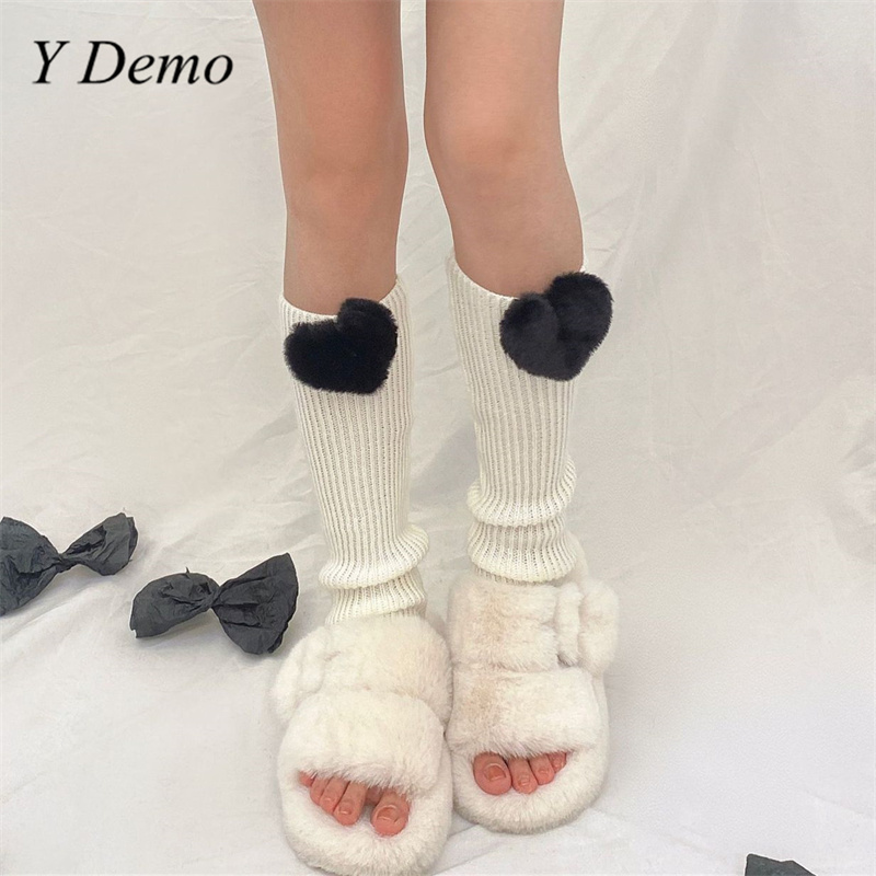 Ydémo – cuissardes chaudes pour femmes, bottes tricotées, chaussettes fines, couvre-jambes, style Harajuku, collection printemps et hiver