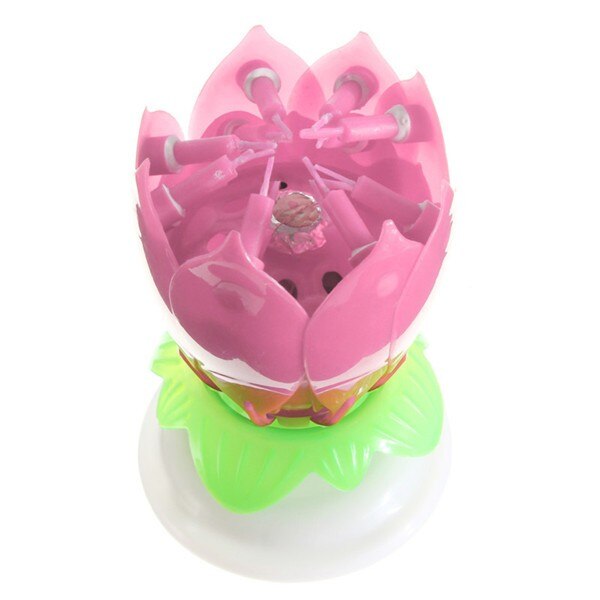 Musical Birthday Candle Flower Lotus Beautiful Happy Birthday Party Rotating Light Decoration Music Candle Lamp