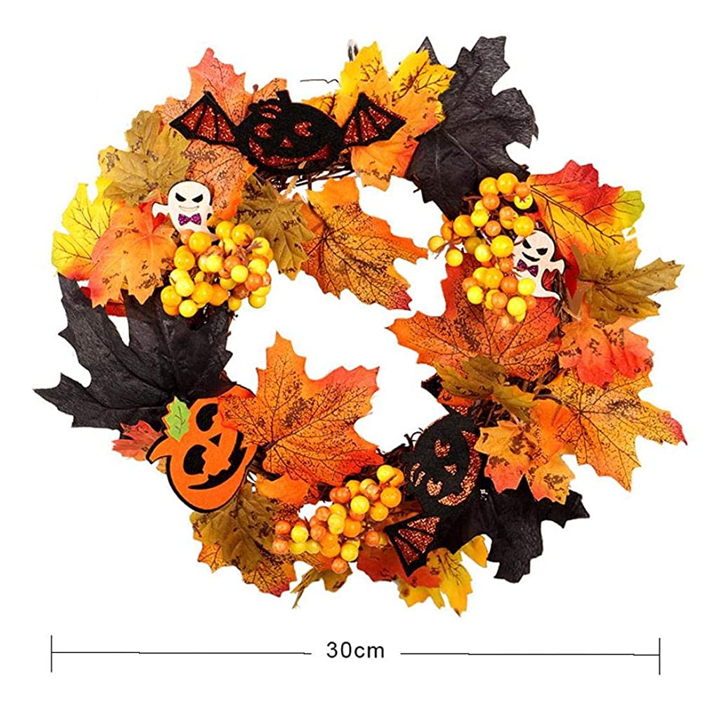 Maple Leaf Krans Herfst Kunstmatige Esdoornblad Deur Krans Voor Halloween Decorwreath Graan Oogst Krans Tarwe Guirlande