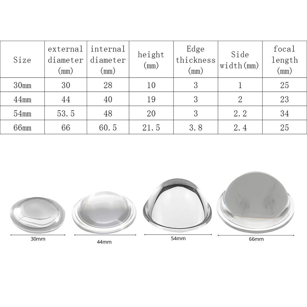 Justerbar vinkel 30/44/54/66mm plano-konveks glasslinje ledet konveks kondensatorlinse optisk fokuseringslinse for led-spotter 1pc j3
