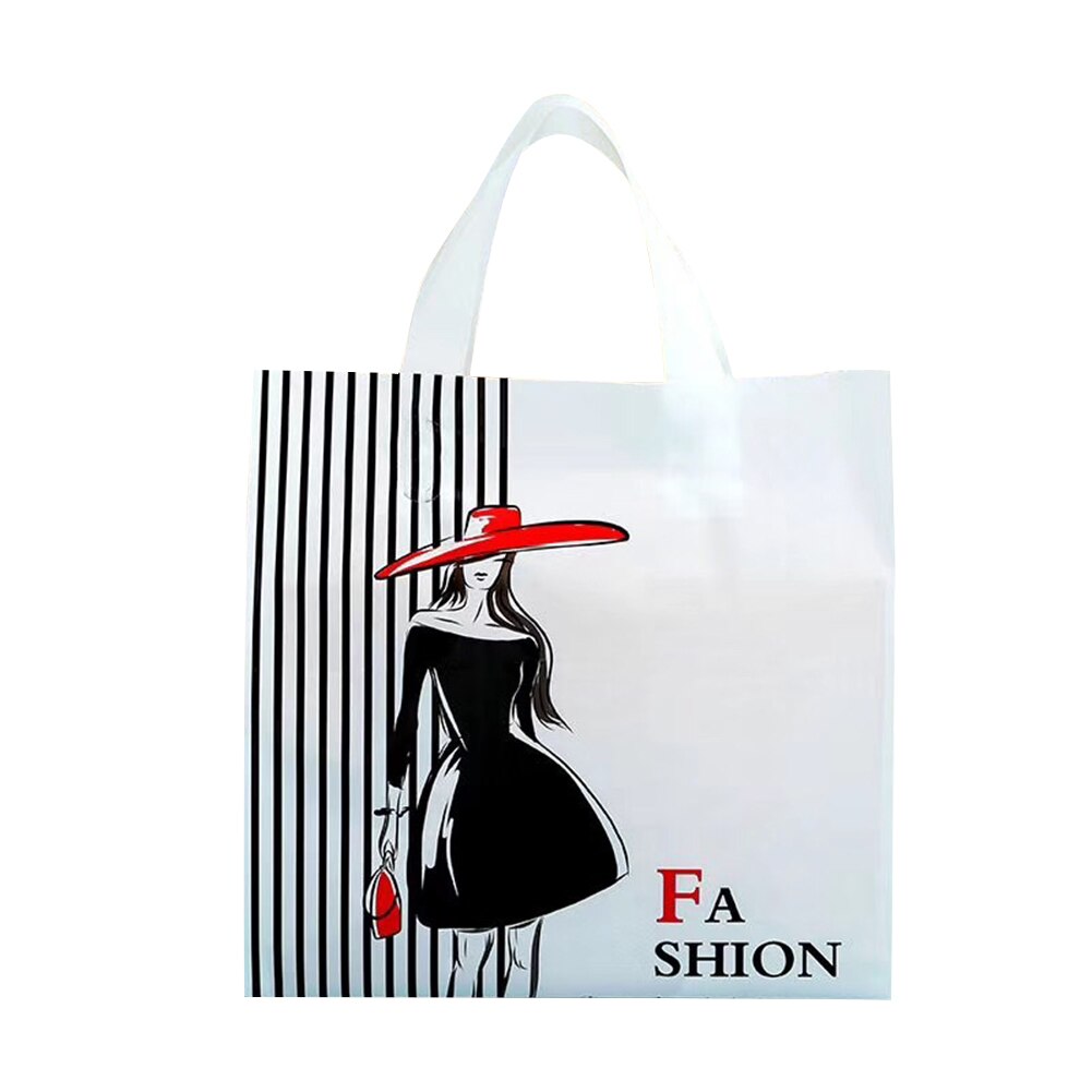 50pcs/lot Colorful Plastic Shopping Bags With Handle Boutique Clothes Packaging Bag Plastic Handbags