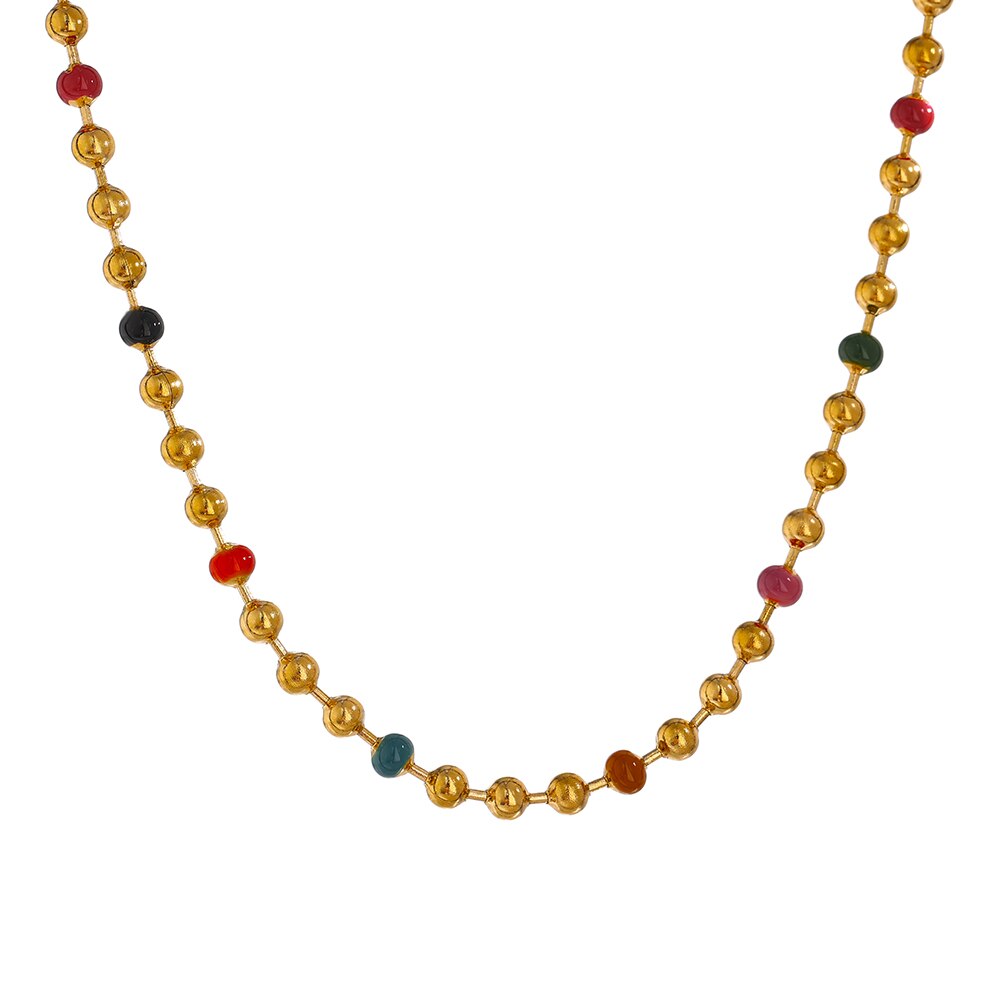Yhpup Rvs Bead Chain Ketting Statement Kleurrijke Enamel Kraag Ketting Joyería Acero Inoxidable Mujer: Default Title