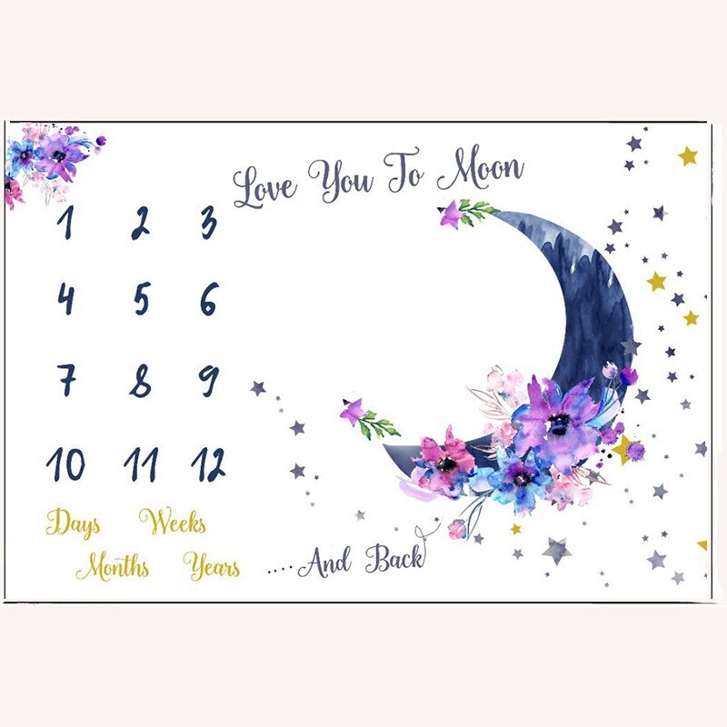 Meilenstein Decke für Baby Mädchen Entzückende Blumen- Mond Baby Monatliche Decke Mädchen Neugeborenen Baby Mädchen Decke 40X60in