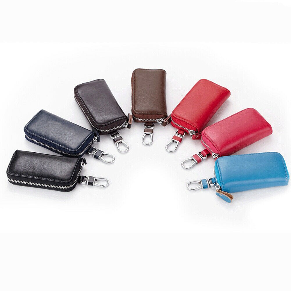 Lederen sleutel case protector mini bag mannen en vrouwen universele effen kleur sleutel portemonnee