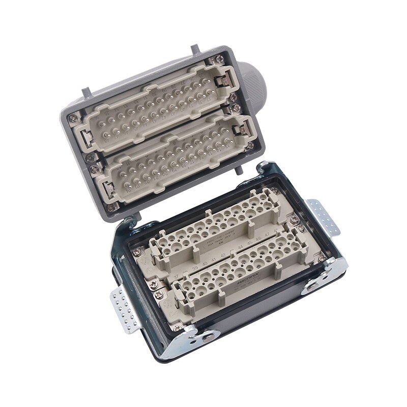Rectangular Heavy Duty Connectors HDC HE 4 6 8 10 16 20 24 32 48 Core Pin 16A Waterproof Aviation Plug Top Side Line Connector