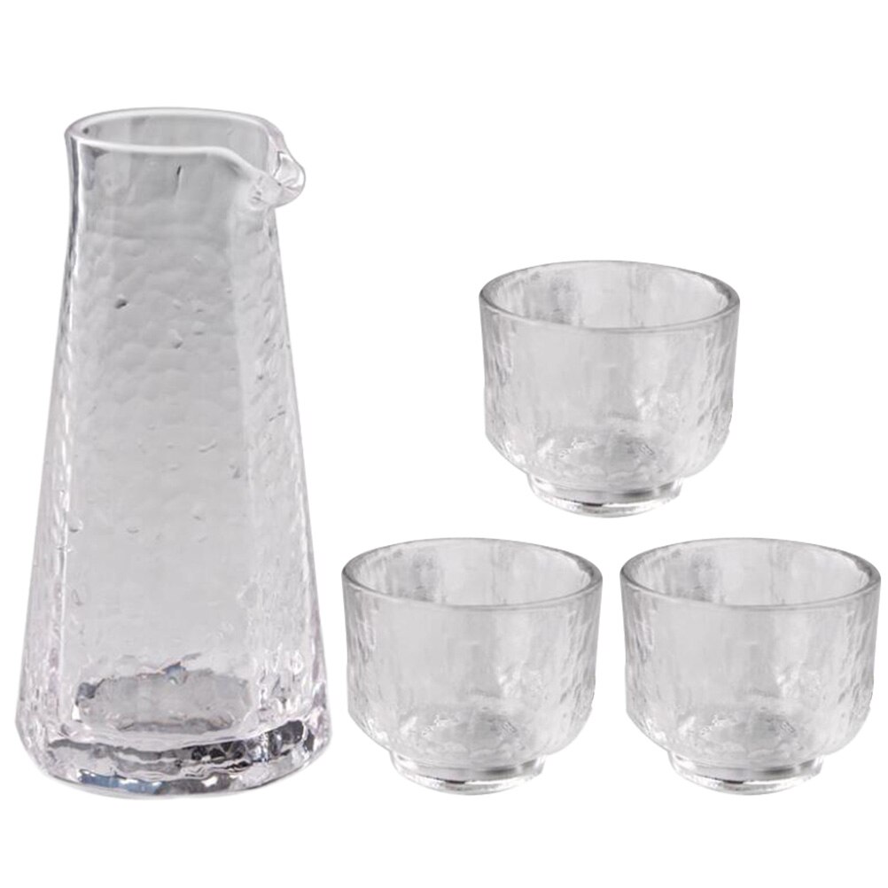 1 Set 4Pcs Glass Sake Cups Japanese Style Sake Set Sake Pot (Transparent)