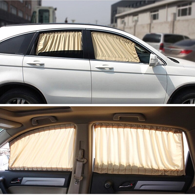 Krympeformet aluminiumsskærmgardin til bilruder bagved - beige (pakke  of 2)
