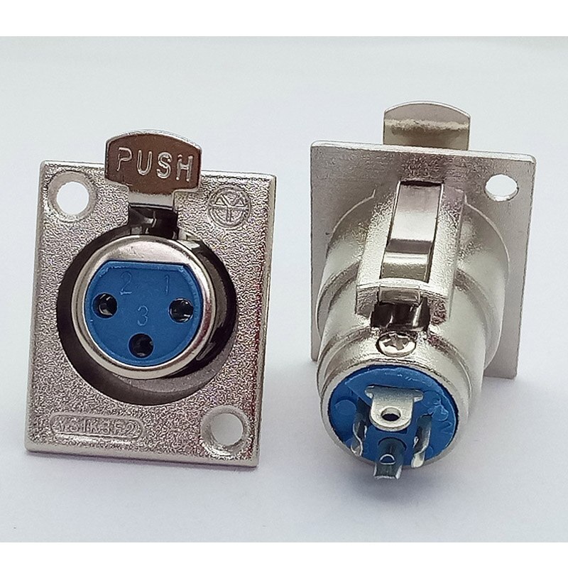 1pc 3pins XLR Connector, Female Jack Panel Mount, YS1K3F2 Nickel Plated, 3Pins XLR Female Socket