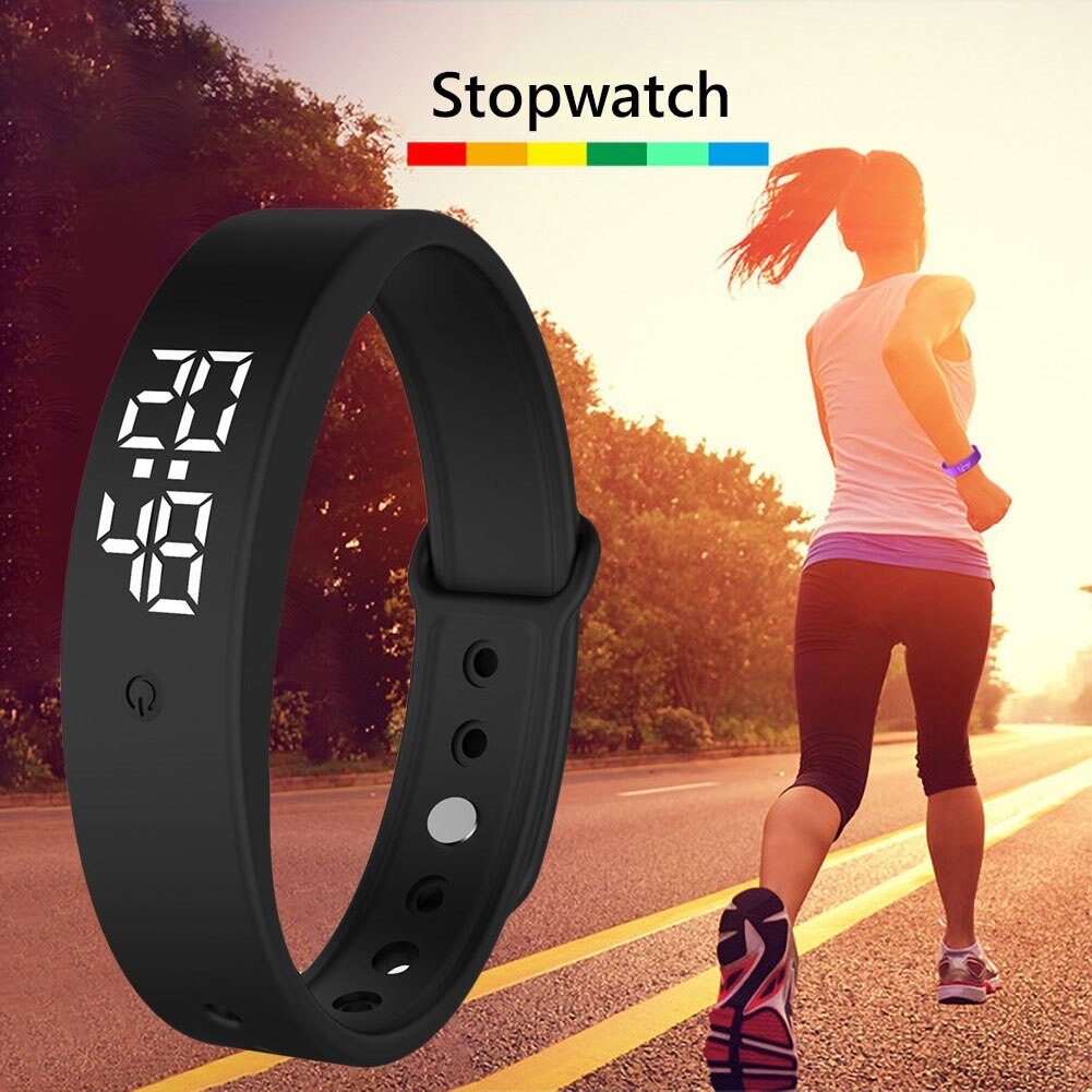 V9 Smart Body Temperature Monitor Thermometer Vibration Alarm Reminder Sports Wristband Smart Bracelet With LED Light Display