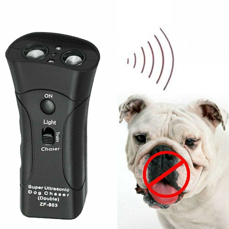 Pet Anti Hond Blaffen Huisdier Trainer Led Licht Ultrasone Zachte Chase Training Dubbele Kop Trompet