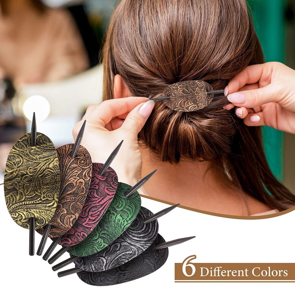Faux Lederen Ovale Vorm Stick Hair Slide Paardenstaart Houders Hair Baret Pins Hair Sticks Hair Tie