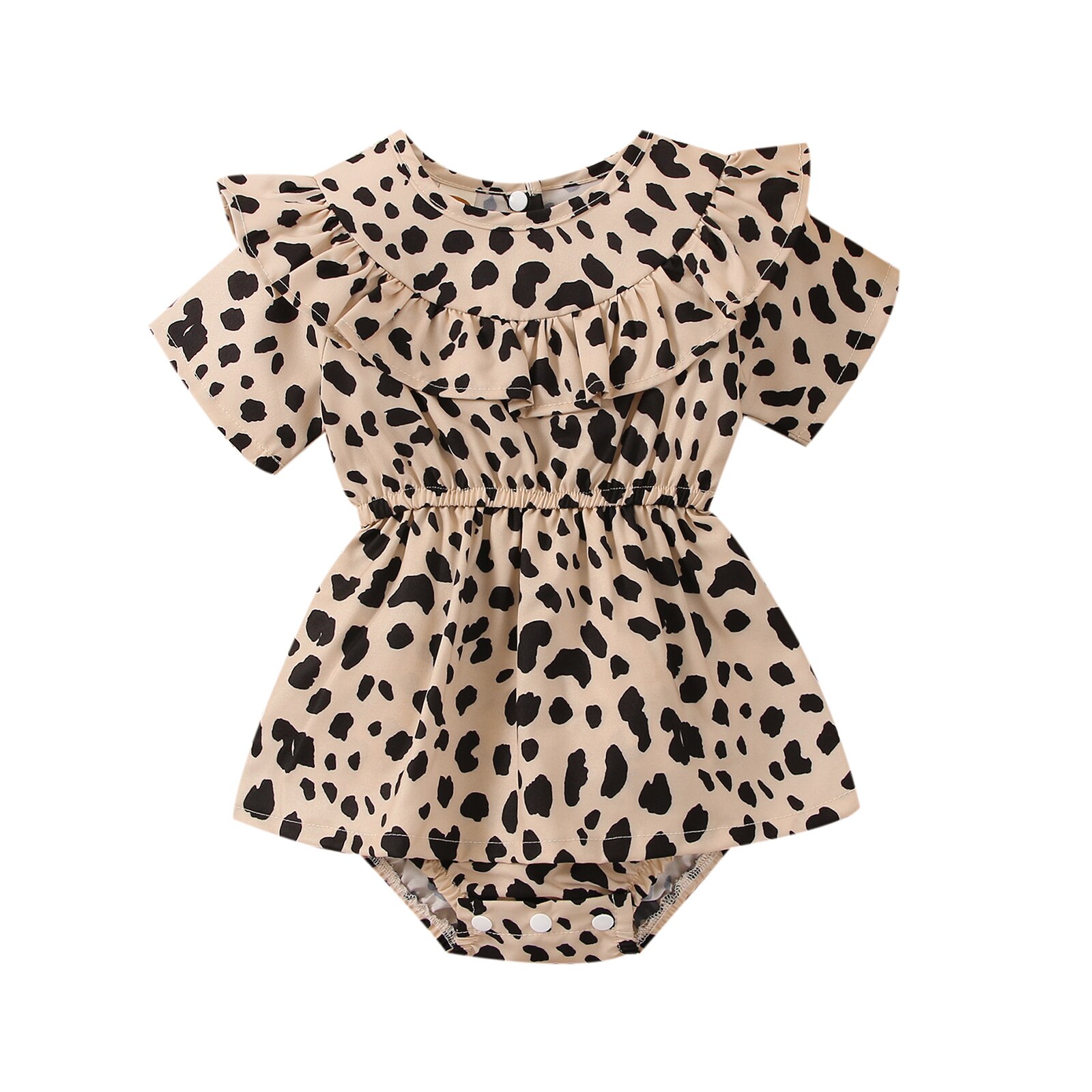 Kleinkind Baby Mädchen Kurzarm Rüschen Strampler Leopard Gedruckt Gesamt Sommer Strampler Baby Kleidung