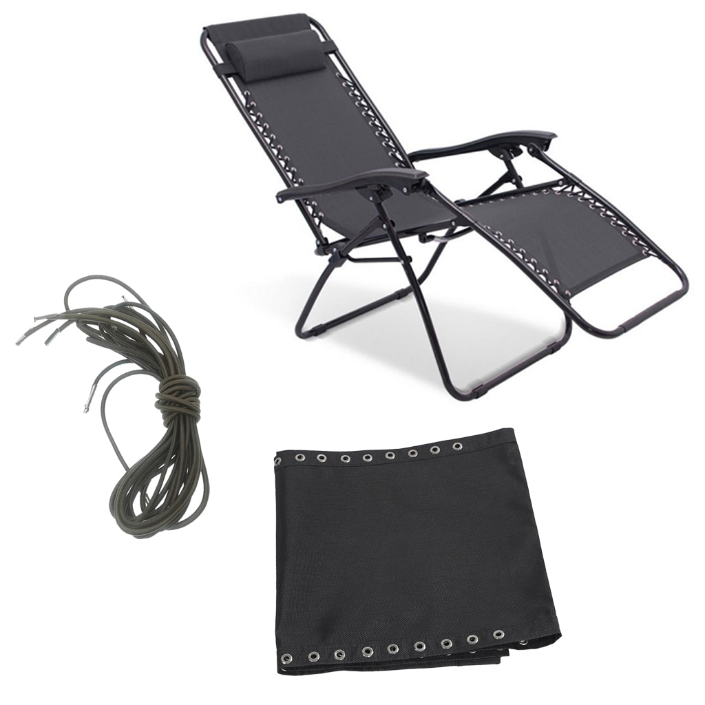 Black Replacement Cloth & Cord Laces For Patio Folding Recliners for