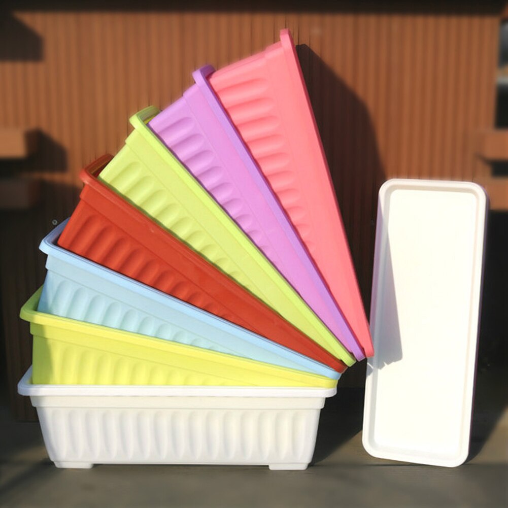 3Pcs Balcony Garden Rectangular Vegetable Flower Planter Resin Box Planting Pot with raised pot feet and 6 drainage