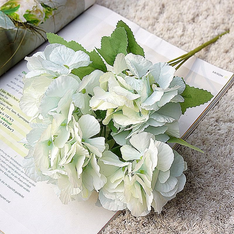 1 bunt hortensia bukett bryllup dekorasjon vaser til husholdningsprodukter brude tilbehør klaring billig kunstige planter: 5
