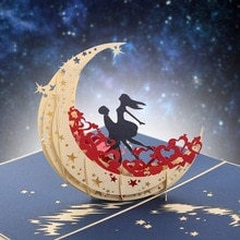 Handmade 3d Pop Up Cards - Fairy Moon Handmade Pop Up Greeting Card For Your Loved Ones, Wedding Anniversary Card, Valentine Day: Default Title