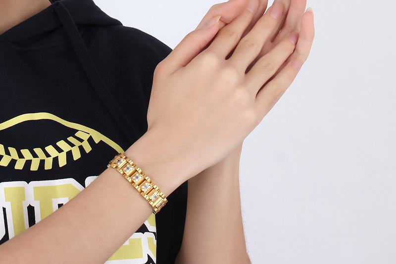 SIZZZ fabricantes lote reta de aço inoxidável casal Magnética ímã magnético ouro bracelet & bangle