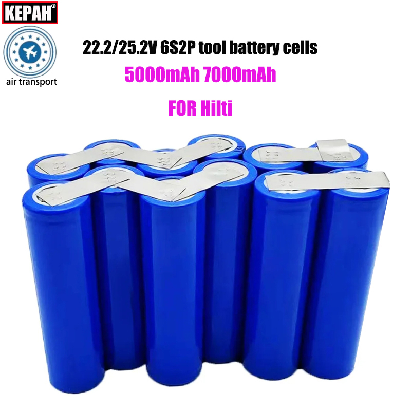 22.2V 25.2V 18650 6S2P 5000mAh 7000mAh Lithium battery cells pack For Hilti CPC B18 B22 1800-A22 SID 22-A SID 18-A SFH 22-A ect