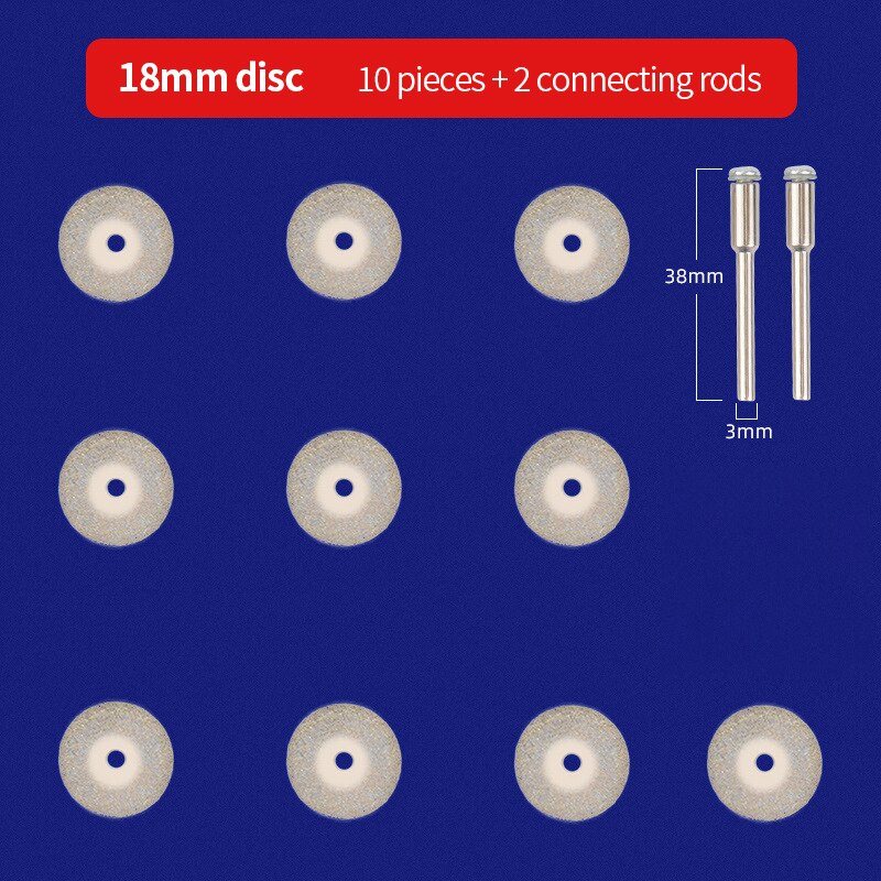 10pcs Mini Abrasive Diamond Cutting Disc Set for Dremel Rotary Cutter Saw Blade Grinding Wheels Disk with Mandrel Rotary Tools: 18MM